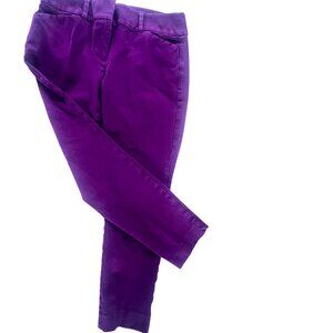 Womens 2P Skinny Ankle Petite Pants Loft Outlet Purple Zip Belt Loops Pockets